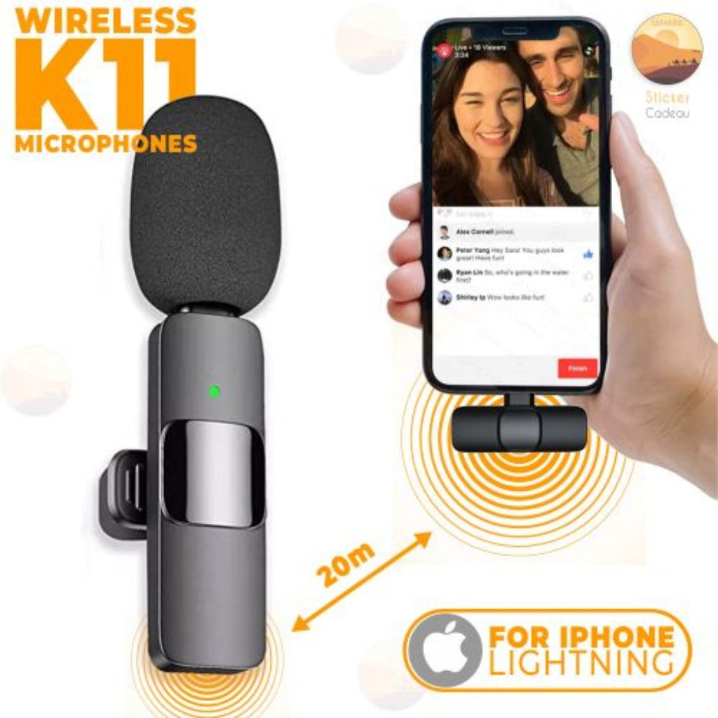 Microphone Cravate Sans Fil K11 – Compatible Android et iPhone