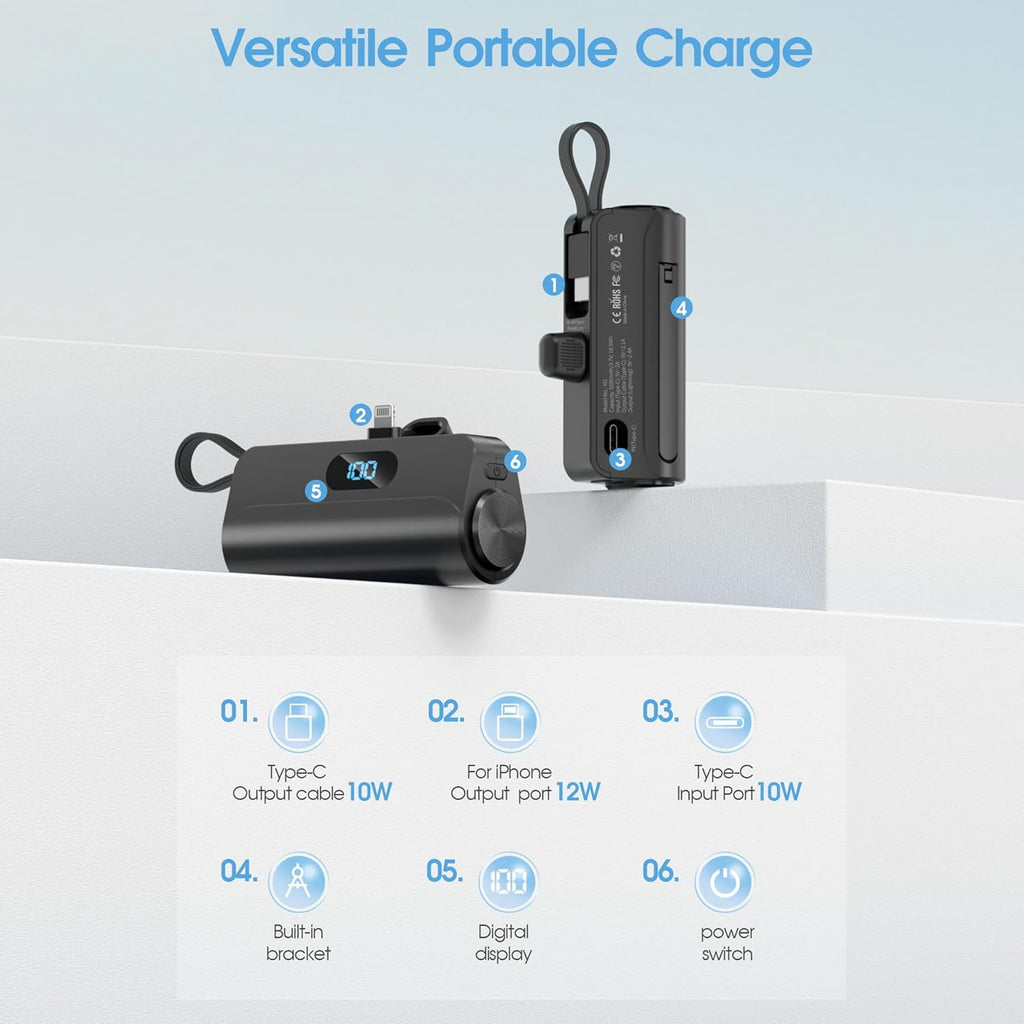 Mini Power Bank Portable Anker 5000mAh avec Connecteur Direct
