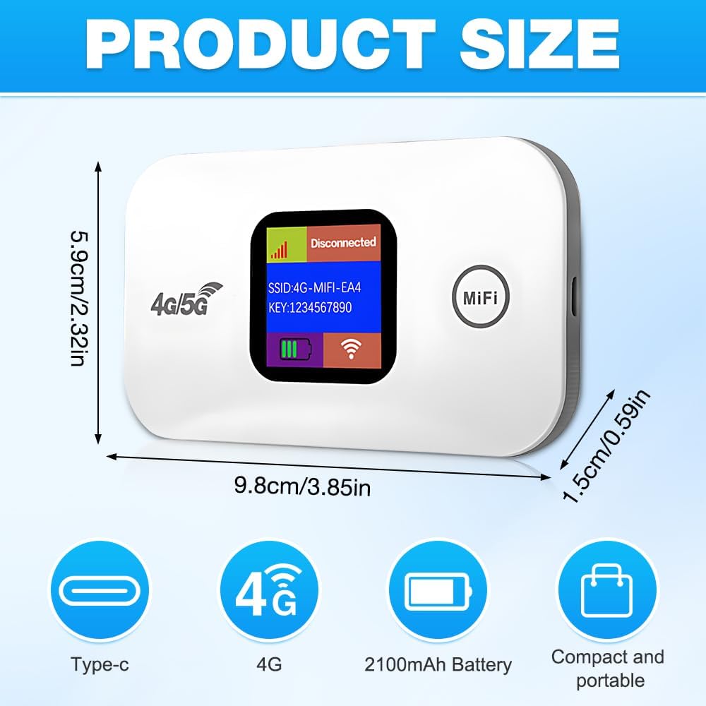 Routeur WiFi Portable 4G LTE Bevot avec Écran LED Couleur