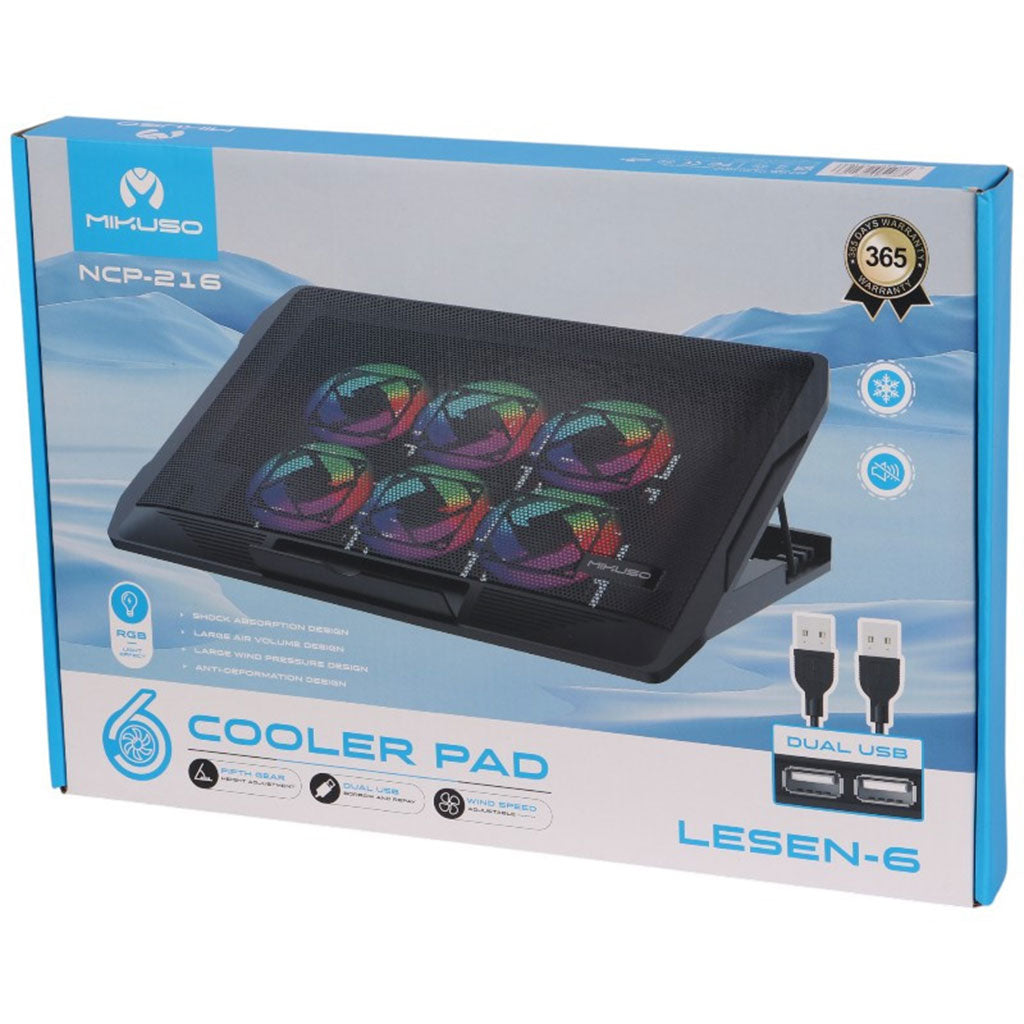 Ventilateur pour Ordinateur Portable Mikuso NCP-216 – Refroidissement avec Éclairage RGB