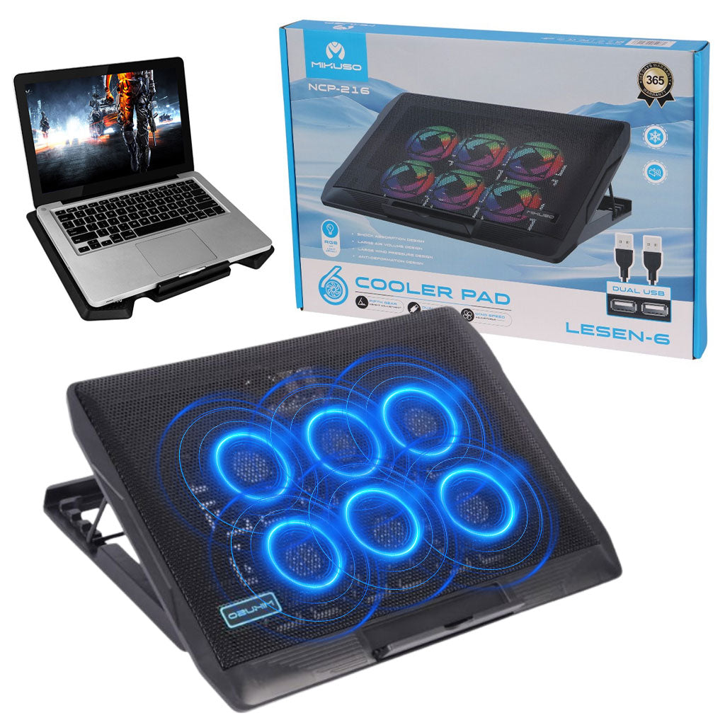 Ventilateur pour Ordinateur Portable Mikuso NCP-216 – Refroidissement avec Éclairage RGB
