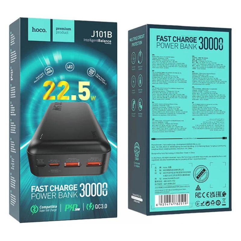Power Bank Hoco J101B – Power Bank 30000mAh Charge Rapide QC 3.0