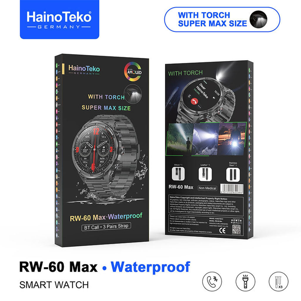Montre Connectée Haino Teko RW-60 Max avec Lampe Torche et 3 Bracelets