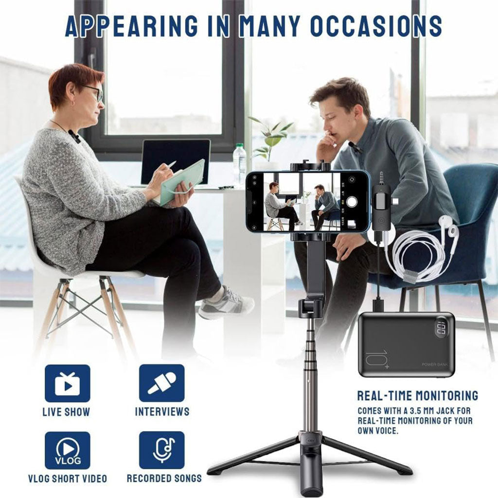 Microphone Cravate Sans Fil 3 en 1 – Plug & Play avec Réduction de Bruit Intelligente